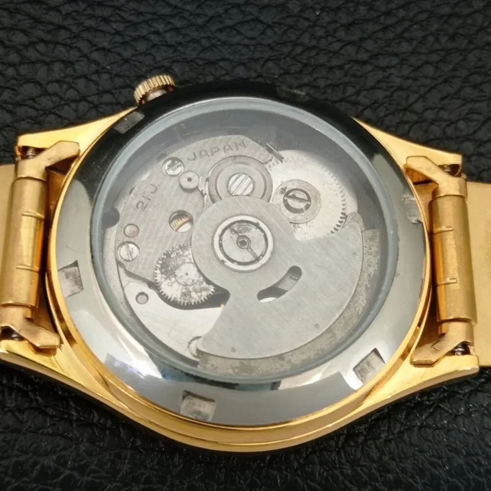 Vintage 1978 Seiko Automatic Mens Gold Watch W/daydate & Blue accents
